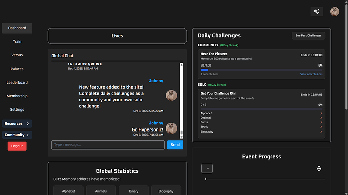 Daily challenges Section